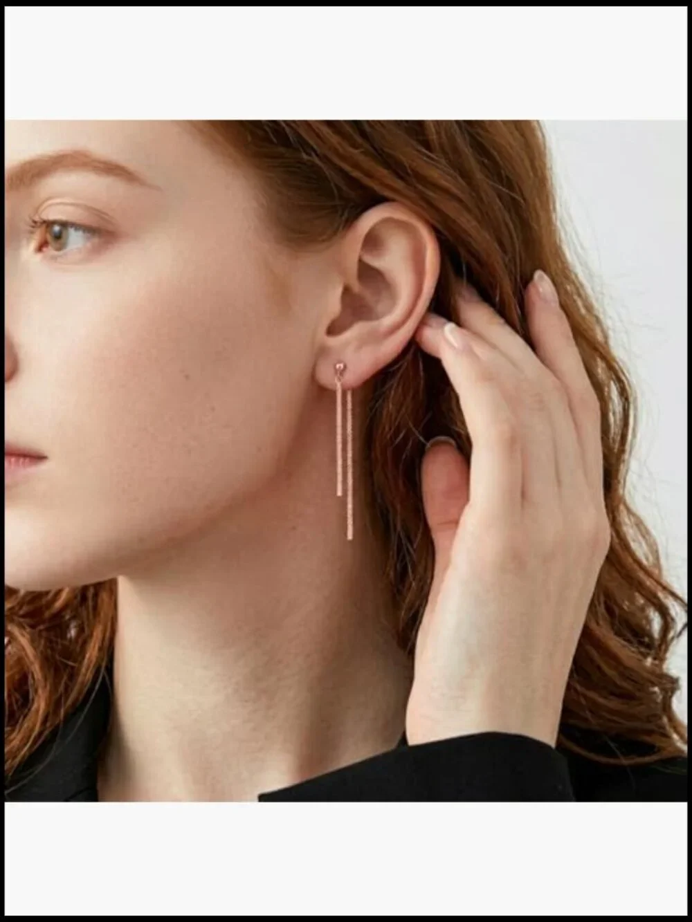 925 Sterling Silver Tassel Chain Dangle Earrings Minimalist Drop